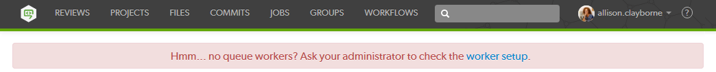 The error message that appears when there are no running workers.