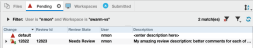 Pending Changelist Showing Swarm Review ID and Review State